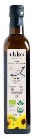 OLEJ SŁONECZNIKOWY DO GOTOWANIA I SMAŻENIA TŁOCZONY NA ZIMNO 500ml EKKO