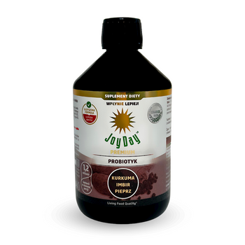 KONCENTRAT NAPOJU PROBIO KURKUMA IMBIR PIEPRZ BEZGLUTEN 500ml JOY DAY