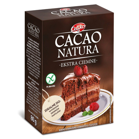KAKAO W PROSZKU O OBNIŻONEJ ZAWARTOŚCI TŁUSZCZU EKSTRA CIEMNE BEZGLUTENOWE 80 g - CELIKO