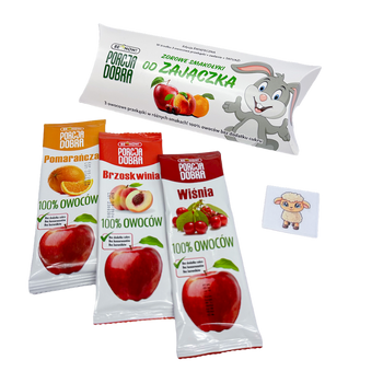 SMAKOŁYKI OD ZAJĄCZKA (3 OWOCOWE PRZEKĄSKI + TATUAŻ) 48 g - PORCJA DOBRA (PRODUKT SEZONOWY)