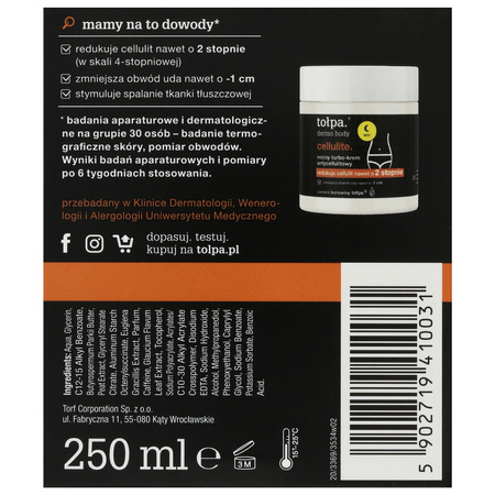 Tołpa dermo body cellulite Nocny turbo-krem antycellulitowy 250 ml