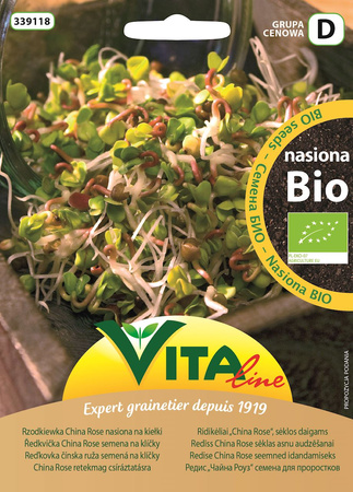 NASIONA RZODKIEWKI CHINA ROSE BIO NA KIEŁKI 20 g - VITA LINE 