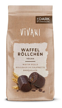 RURKI WAFLOWE W CZEKOLADZIE GORZKIEJ BIO 125 g - VIVANI