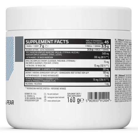 OstroVit ZMAdvanced 160g MAGNESIUM ASHWAGANDHA B6 SEN
