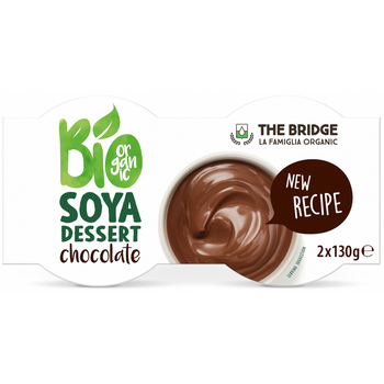 DESER SOJOWY O SMAKU CZEKOLADOWYM BEZGLUTENOWY BIO(2x130g)260g THE BRIDGE