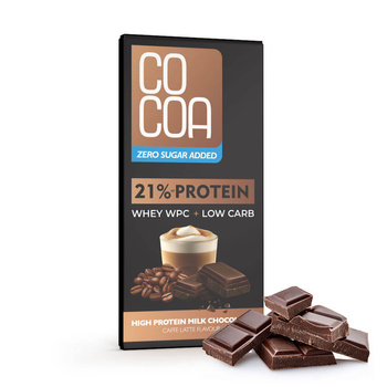 CZEKOLADA MLECZNA PROTEINOWA LATTE Z BIAŁKIEM WPC BEZ DODATKU CUKRÓW 65 g