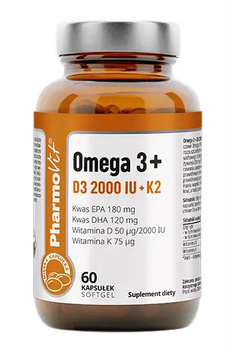 OMEGA-3 + WITAMINA D3 + K2 BEZGLUTENOWA 60 KAPSUŁEK - PHARMOVIT