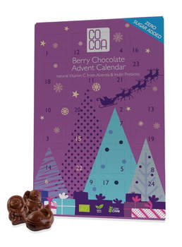 KALENDARZ ADWENTOWY Z CZEKOLADY JAGODOWEJ BEZ DODATKU CUKRÓW 180g