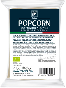 POPCORN Z ŻÓŁTEJ KUKURYDZY  DO PRZYGOT W MIKROFALÓWCE BEZGLUTEN BIO 90g