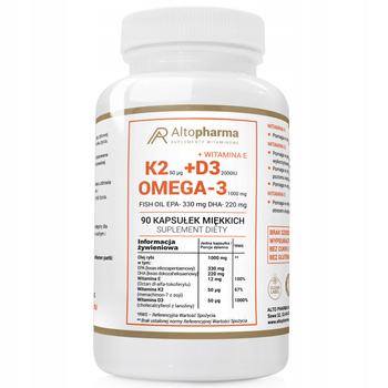 VITAMIN K2 MK-7 D3 2000IU Vit E OMEGA-3 90 Softgels