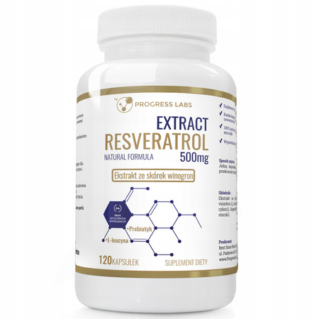 Progress Labs Resveratrol ekstrakt z pestek winogronu resveratrol 120 caps.