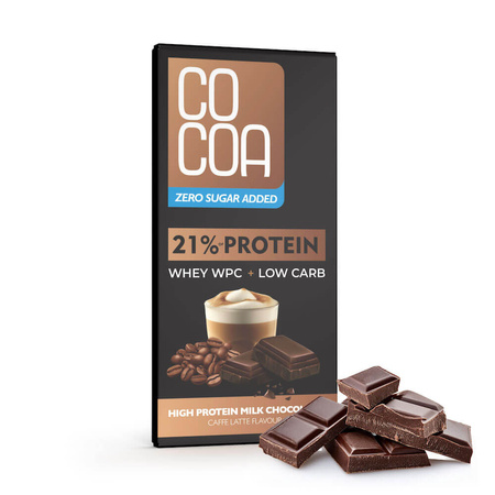 CZEKOLADA MLECZNA PROTEINOWA LATTE Z BIAŁKIEM WPC BEZ DODATKU CUKRÓW 65 g