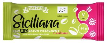 BATON PISTACJOWY Z MALINAMI SICILIANA RAW BEZGLUTENOWY BIO 40 g