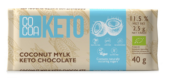 CZEKOLADA KOKOSOWA Z OLEJEM MCT BEZ DODATKU CUKRÓW KETO BIO 40g COCOA