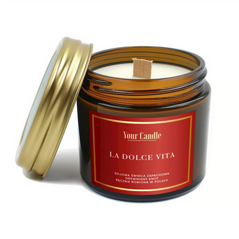 ŚWIECA SOJOWA ZAPACHOWA Z DREWNIANYM KNOTEM LA DOLCE 120ml YOUR CANDLE