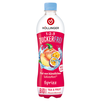 LEMONIADA O SMAKU BRZOSKWINIA - MARAKUJA BEZ CUKRU BIO 500 ml - HOLLINGER