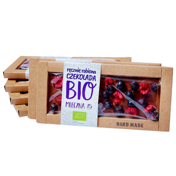 CZEKOLADA MLECZNA Z CZARNYMI PORZECZKAMI I MALINAMI BIO 53 g - STAROPOLSKA