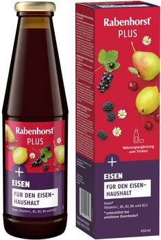 NAPÓJ OWOCOWO ZIOŁOWY Z ŻELAZEM I WITAMINAMI C, oraz B 450ml RABENHORST