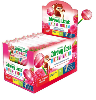 LIZAK KULKA O SMAKU MALINOWYM BEZ CUKRU BEZGLUTENOWY 6 g - MNIAM MNIAM