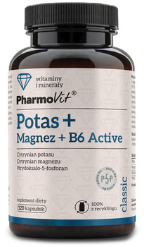 POTAS + MAGNEZ + WITAMINA B6 ACTIVE BEZGLUTENOWE 120 KAPSUŁEK PHARMOVIT