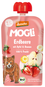 MUS JABŁKO-BANAN-TRUSKAWKA BEZ DODATKU CUKRÓW OD 1 ROKU DEMETER BIO 100 g