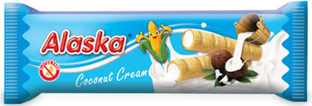 RURKI KUKURYDZIANE Z KREMEM O SMAKU KOKOSOWYM BEZGLUTENOWE 18 g - ALASKA