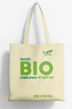 TORBA NA ZAKUPY Z DNEM I BOKAMI (BAWEŁNIANA) Z LOGO BIO PLANET