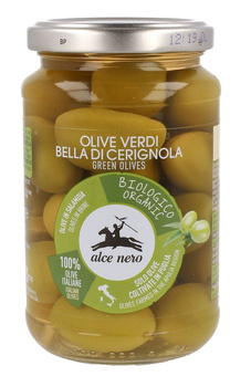 OLIWKI ZIELONE BELLA DI CERIGNOLA Z PESTKĄ W ZALEWIE BIO 350g ALCE NERO