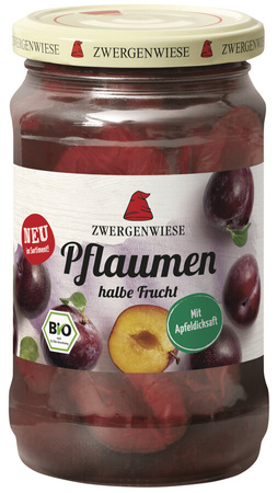 ŚLIWKI POŁÓWKI W SYROPIE BEZGLUTENOWE BIO 360g(180 g) (SŁOIK) -ZWERGENWIESE