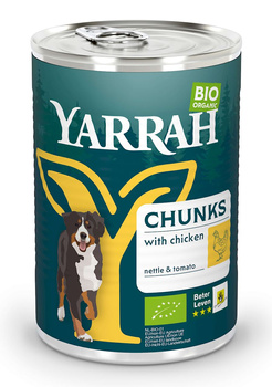 (DLA DOROSŁEGO) KAWAŁKI KURCZAKA Z POMIDOREM I POKRZYWĄ BIO 405 g - YARRAH