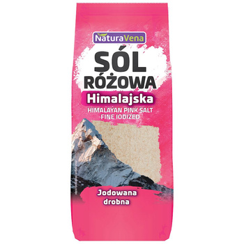 SÓL HIMALAJSKA RÓŻOWA DROBNO MIELONA JODOWANA 500 g - NATURAVENA