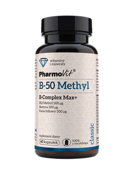 WITAMINA B-50 METHYL B-COMPLEX MAX+ BEZGLUTENOWA 60 KAPSUŁEK - PHARMOVIT