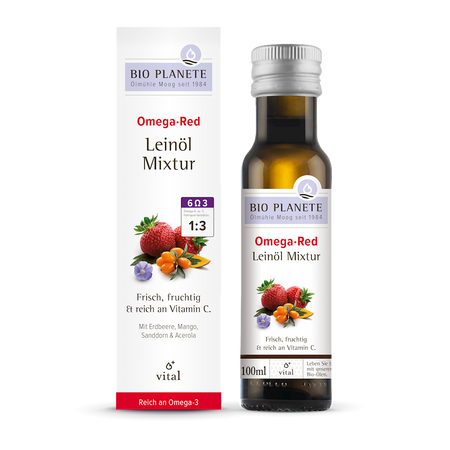 OMEGA RED Z OLEJEM LNIANYM(ROKITNIK, MANGO, ACEROLA, TRUSKAWKA)BIO 100 ml 