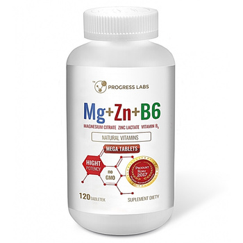 Progress Labs Mg+Zn+B6 120 tablets Immunity Vision Magnesium Zinc Muscle