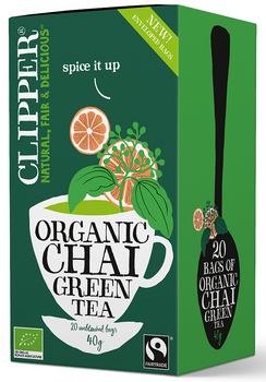 HERBATA ZIELONA CHAI Z CYNAMONEM I KARDAMONEM FAIR TRADE BIO(20x2g)40g