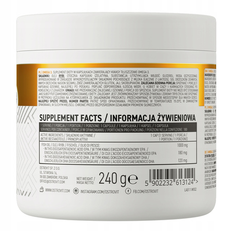 Vitamins Ostrovit Omega 3 capsules 180 omega-3 acids 230 g