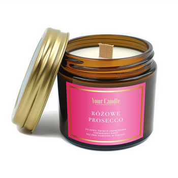 ŚWIECA SOJOWA Z DREWNIANYM KNOTEM RÓŻOWE PROSECCO 120 ml - YOUR CANDLE