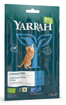 (DLA KOTA) PRZYSMAK PAŁECZKI Z WOŁOWINĄ I RYBĄ BIO (3x5g) 15 g - YARRAH