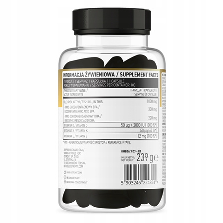 Vitamins capsules OstroVit Omega 3 D3 K2 omega-3 acids 239 g
