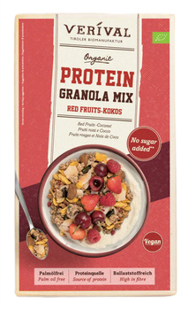 GRANOLA PROTEINOWA Z OWOCAMI CZERWONYMI I KOKOSEM BEZ DODATKU CUKRÓW 300g