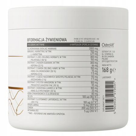 OstroVit Slim Care Glucomannan & L- Carnitine & Green Tea Extract 180 caps.