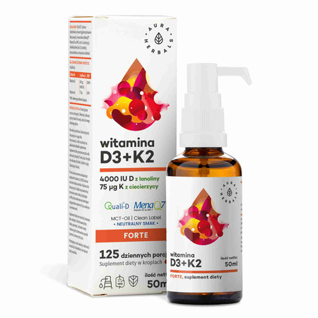 Aura Herbals WITAMINA D3 4000IU K2 MK7 FORTE krople 50ml