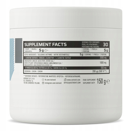 Multitasking powder OstroVit 3C CLA Carnitine Chrom flavor Kiwi 150 g 1 pcs