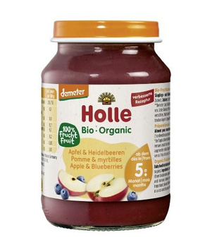 JABŁKO BORÓWKA BEZGLUTENOWE OD 5 MIESIĄCA DEMETER BIO 190g(SŁOIK) HOLLE