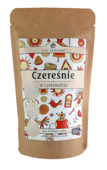 CZEREŚNIE W CZEKOLADZIE BEZ DODATKU CUKRÓW BEZGLUTENOWE 100g PIĘĆ PRZEMIAN