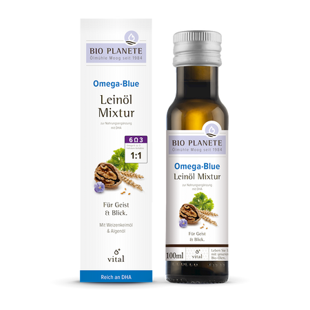 OMEGA BLUE - MIESZANKA Z OLEJEM LNIANYM  BIO 100 ml - BIO PLANETE