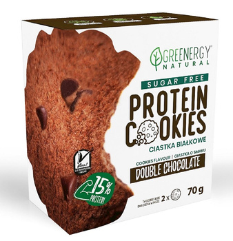 CIASTKA PROTEINOWE PODWÓJNIE CZEKOLADOWE BEZ CUKRU(2x35g)70 g GREENERGY