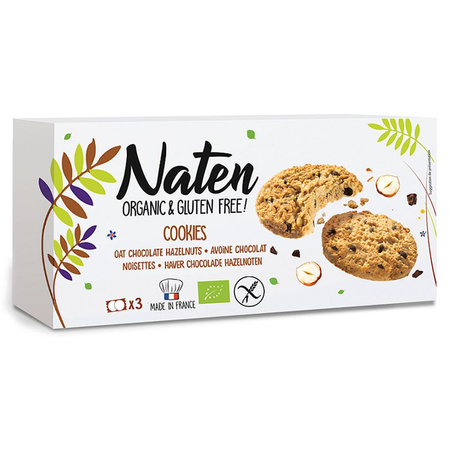 CIASTKA OWSIANE Z CZEKOLADĄ I ORZECHAMI LASKOWYMI BEZGLUTENOWE BIO 120 g