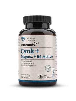 CYNK + MAGNEZ + WITAMINA B6 ACTIVE BEZGLUTENOWY 120 KAPSUŁEK - PHARMOVIT