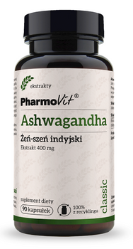 ASHWAGANDHA EKSTRAKT (400 mg) BEZGLUTENOWY 90 KAPSUŁEK - PHARMOVIT
